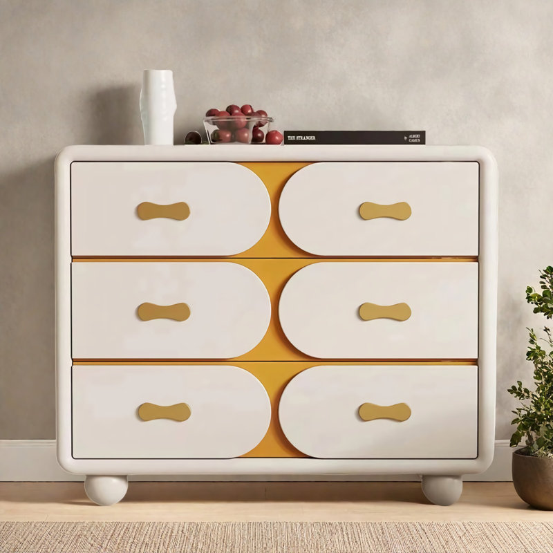 Commode d'appoint simple en bois massif blanc