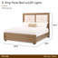 Portrait Panel Bed With LED Lights - Sienna Brown-1415300978