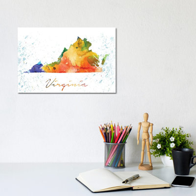Virginia State Colourful - Wrapped Canvas Print