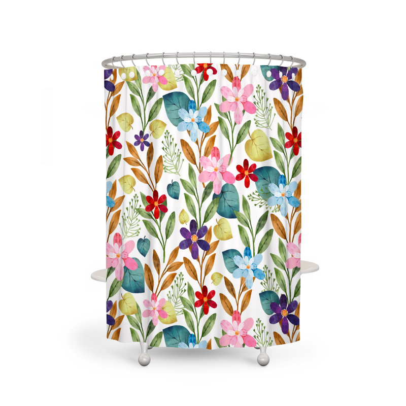 Floral Shower Curtain, 83" H x 70" W