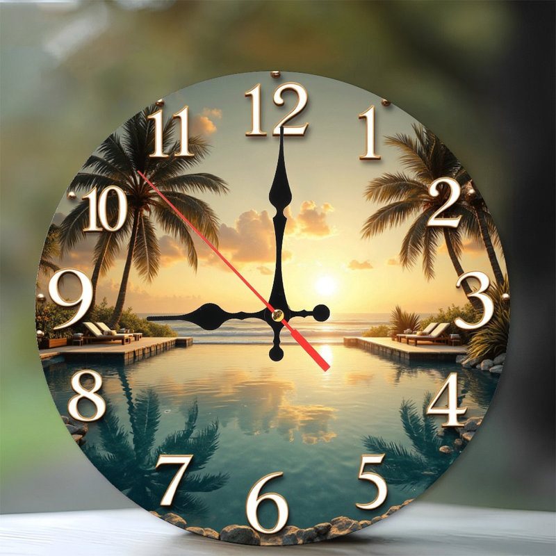 Horloge murale plage tropicale