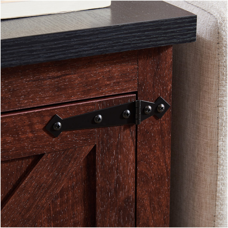 Table de bout Farmhouse Table de chevet rectangulaire Farmhouse Table de bout avec porte de grange et tablette de rangement réglable