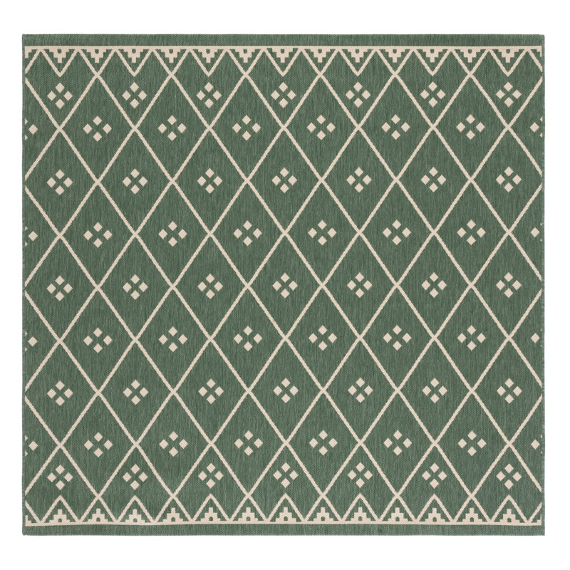 Tapis d'intérieur / extérieur à motif géométrique Courtyard Performance, Carré 6 pi 7 po