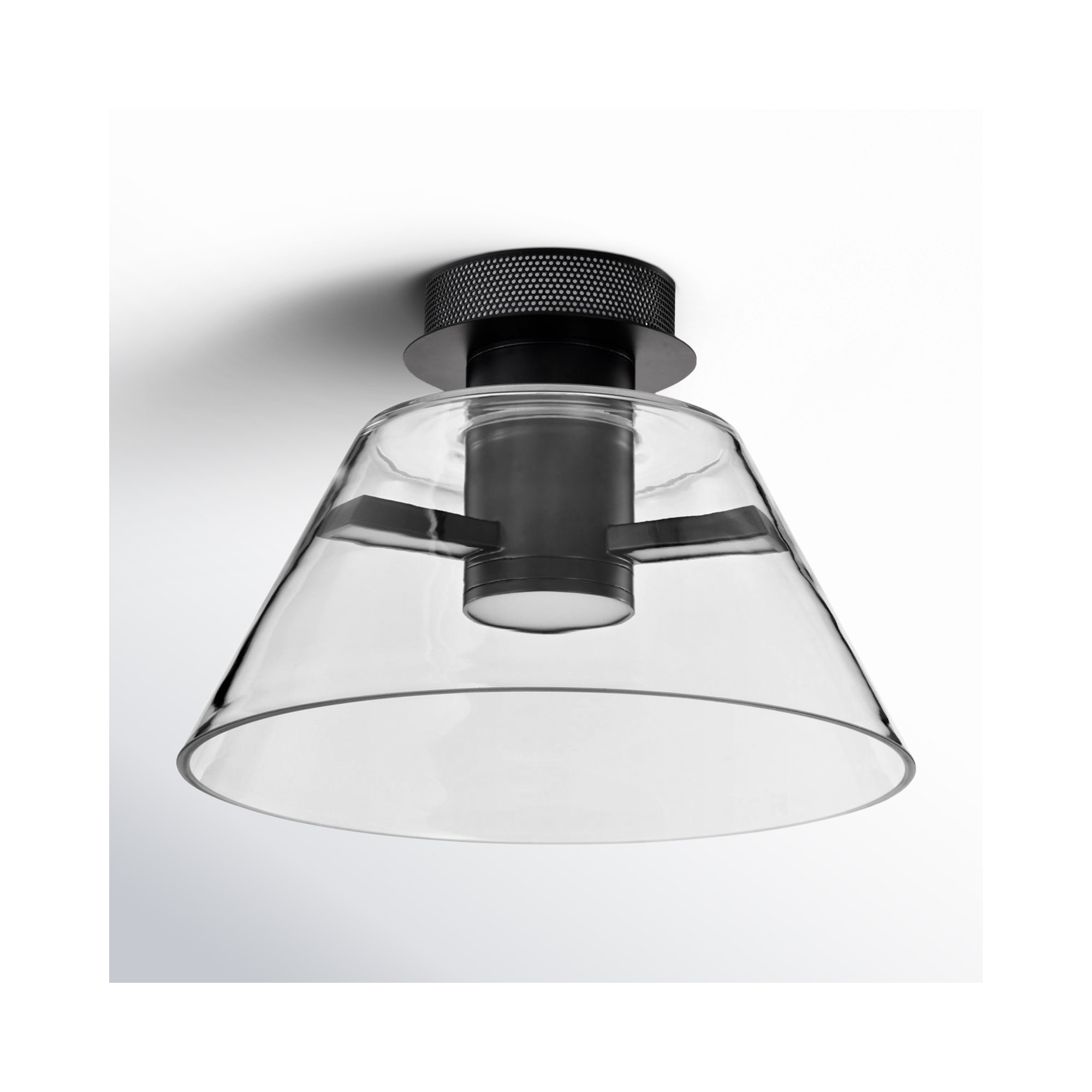 Hales - 14 Inch LED Semi Flush with Clear Glass, Polished Nickel