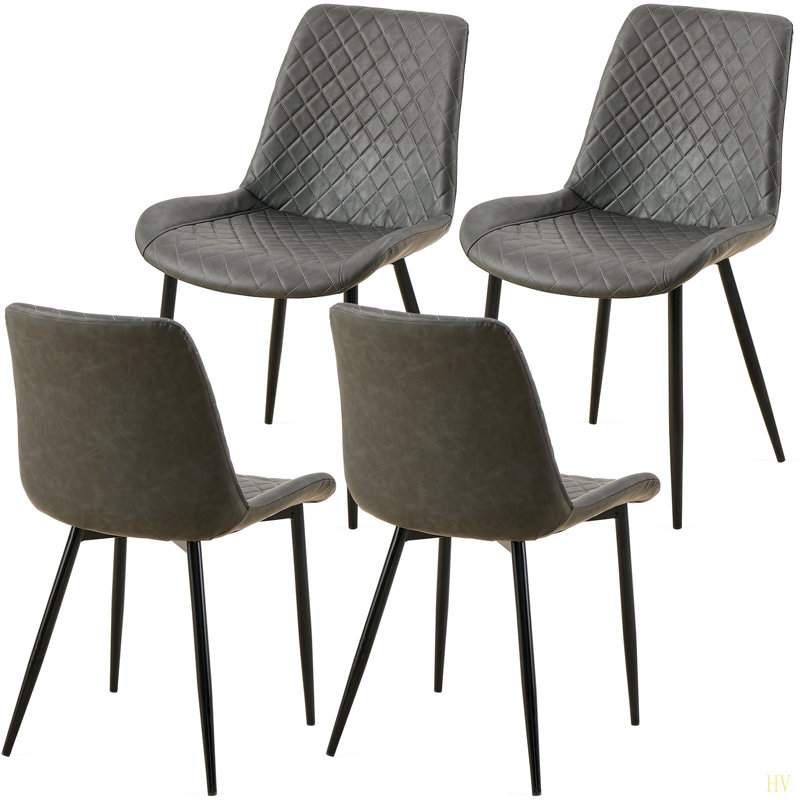 Ensemble de 4 chaises de salle à manger Leathaire, chaise d'appoint sans accoudoirs avec pieds en métal Mid-Century, 4