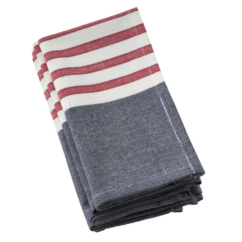 Classic USA Stripe Napkin (Set of 4) – Americana Striped Table Linen for Memorial Day, Fourth of July & Everyday Entertaining