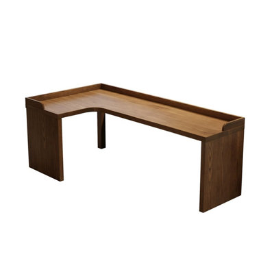 Light-walnut L-Shaped Solid Wood desk