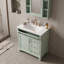 Meuble-lavabo de salle de bain avec comptoir en céramique, 3 tiroirs de rangement, tablette réglable et supports de porte-133444995