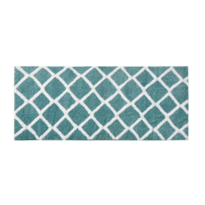 Reversible High Pile Tufted Microfiber Bath Rug, Aqua, 60" L x 24" W