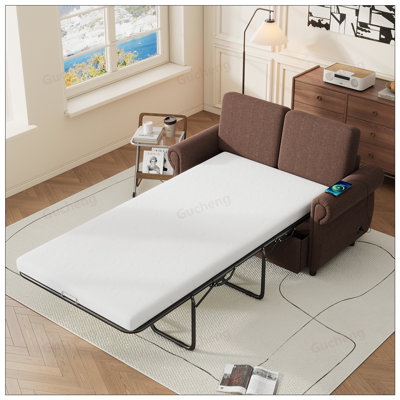 Canapé-lit 57,9 pouces avec canapé-lit coulissant avec matelas à mémoire de forme simple et ports de chargement USB pour les salons Orisfur