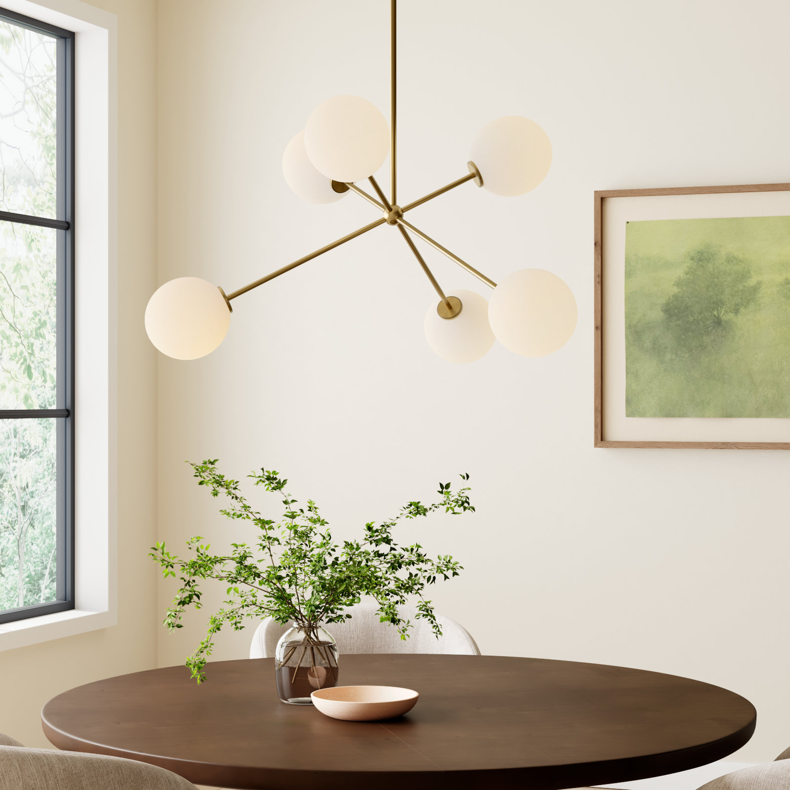 Minna Dimmable 6-Light Pendant, Antique Gold