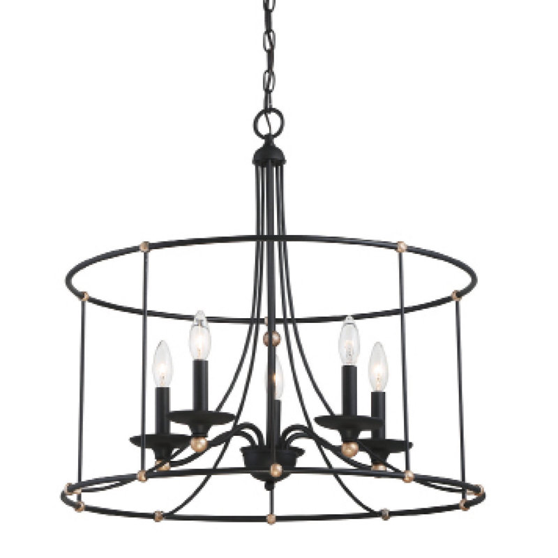 Everly Quinn Westchester County Sand Coal With Skyline Gold Chandelier, Sand Coal