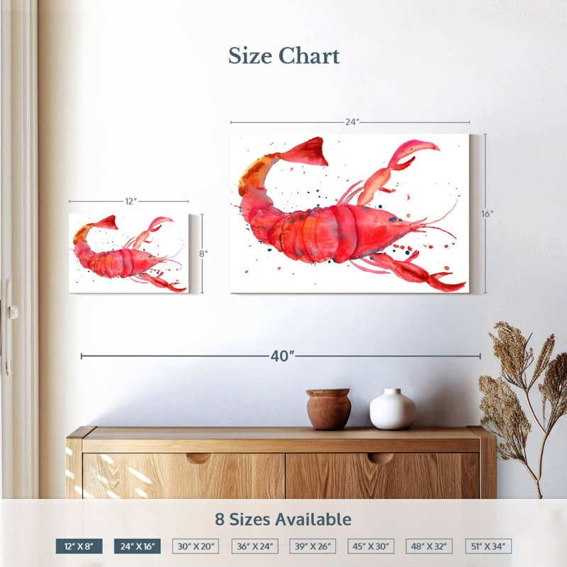 Brampt Sea Red Lobster, 16" H x 24" W