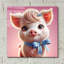  'Cute Pink Pig' by Rey Klimt Acrylic Glass Wall Art, 12" x 12"