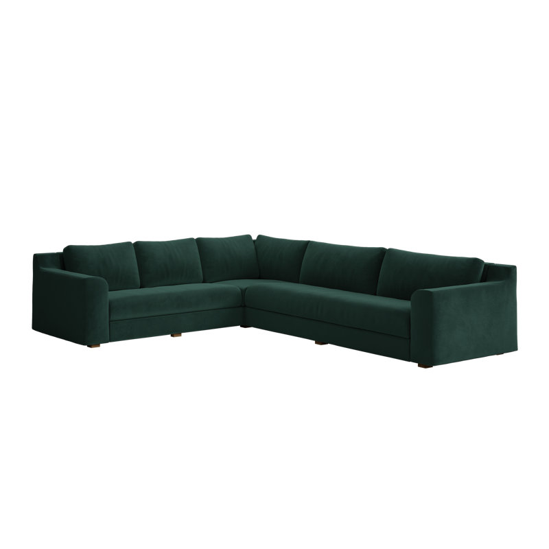 Elevate Reversible L Corner Sectional, Moss Recycled Velvet