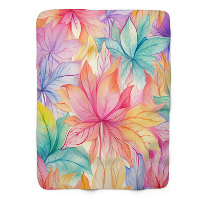 Leaf Patterns - 1 Piece Premium Sherpa Blanket