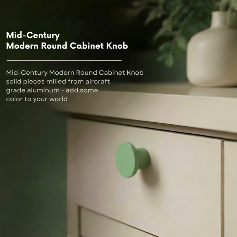 1" Diameter Circle Knob, Olive (Green)