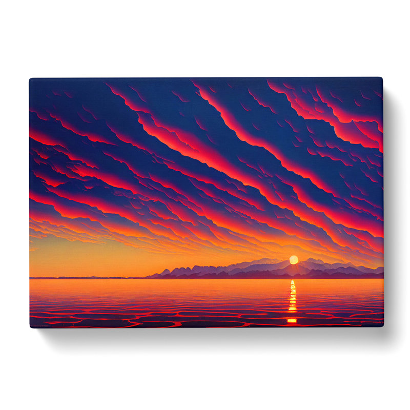 Contemporary Ocean Sunset - Wrapped Canvas, 35cm H x 50cm W x 3cm D