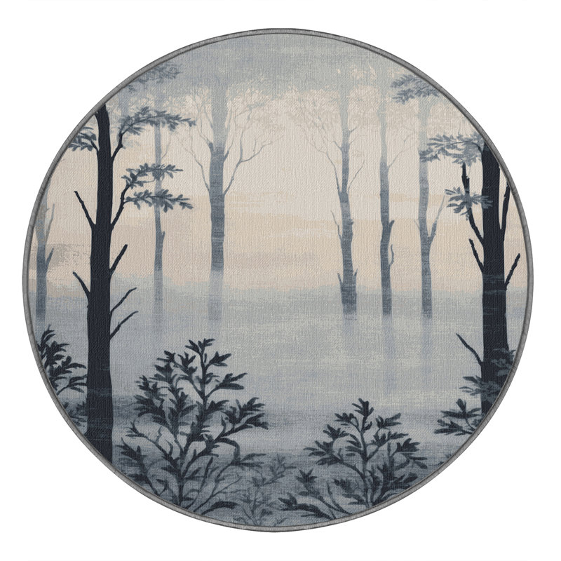 Tapis gris lavable à la machine, Rond 3 pi