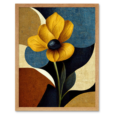 Autumnal Abstract Stem Flowers Artwork - Single Picture Frame Print