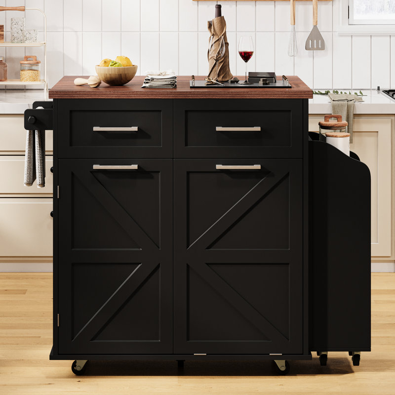 Style Kitchen Island With Drop Leaf, 2 Drawers, 9 Wheels, And Adjustable Shelf For Home Dining Room 47.2" Storage, Leaf Design, Shelf, Pot Organizer