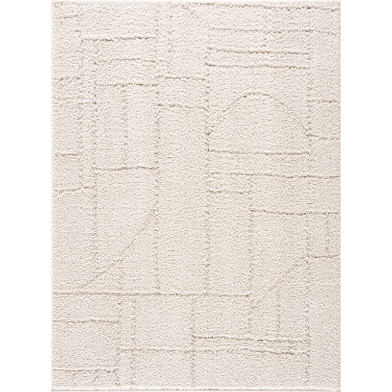 Tapis crème à motif abstrait Kamarin, Rectangle 5 pi 3 po x 7 pi