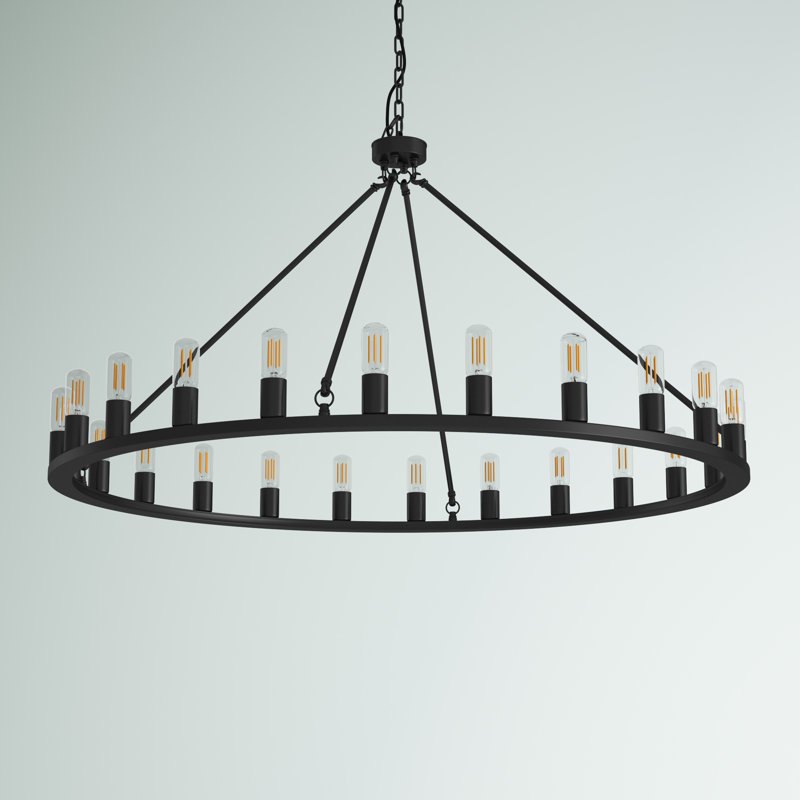 Lustre de style campagnard à 24 lumières avec hauteur réglable de style bougie à roulettes