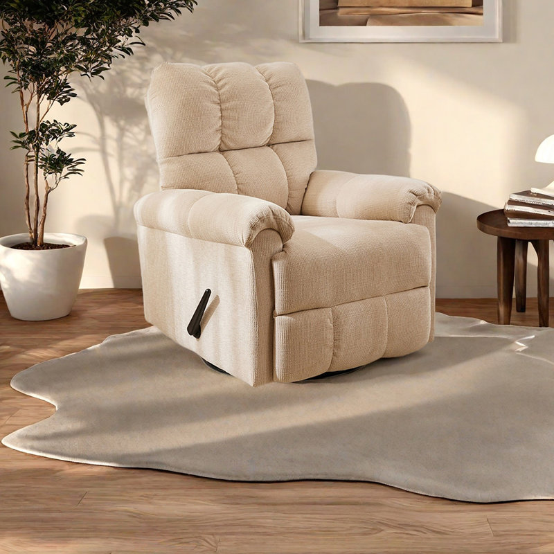 Ergonomic Chenille Recliner with Carbon steel base, Beige