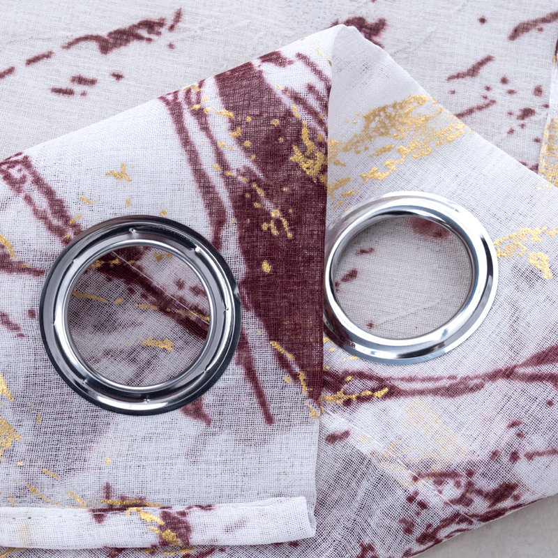 Paire de rideaux semi-transparents en marbre Marble, Rouge
