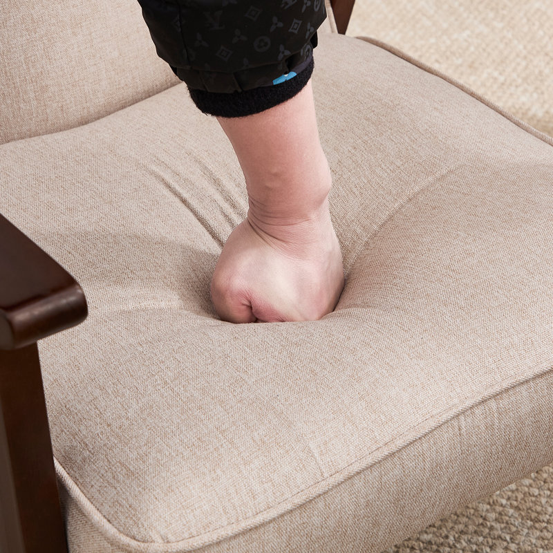 Chesterle 25''Wide Classic Soft Vegan Leather Tufted Accent Chair With Solid Wood Arms And Legs, Beige Linen