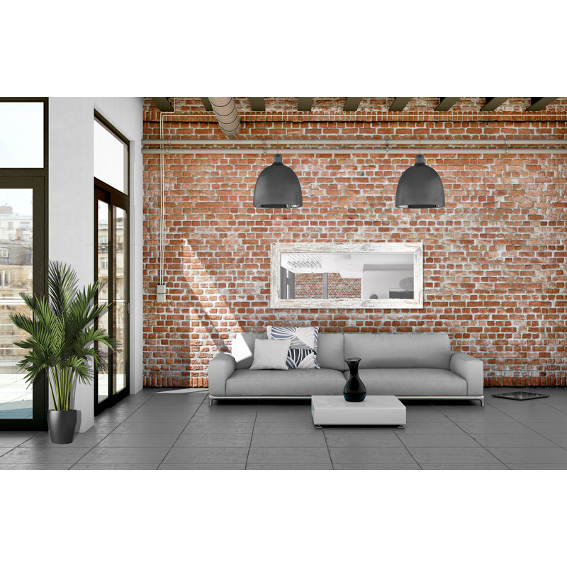 Jarel Flat Full Length Mirror, 148cm H x 60cm W, White/Brown