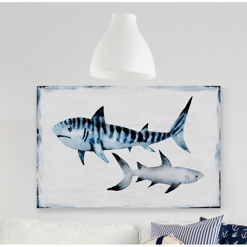 Requins règle - reproduction sur toile tendue, H 16 po x l 24 po x P 1,5 po