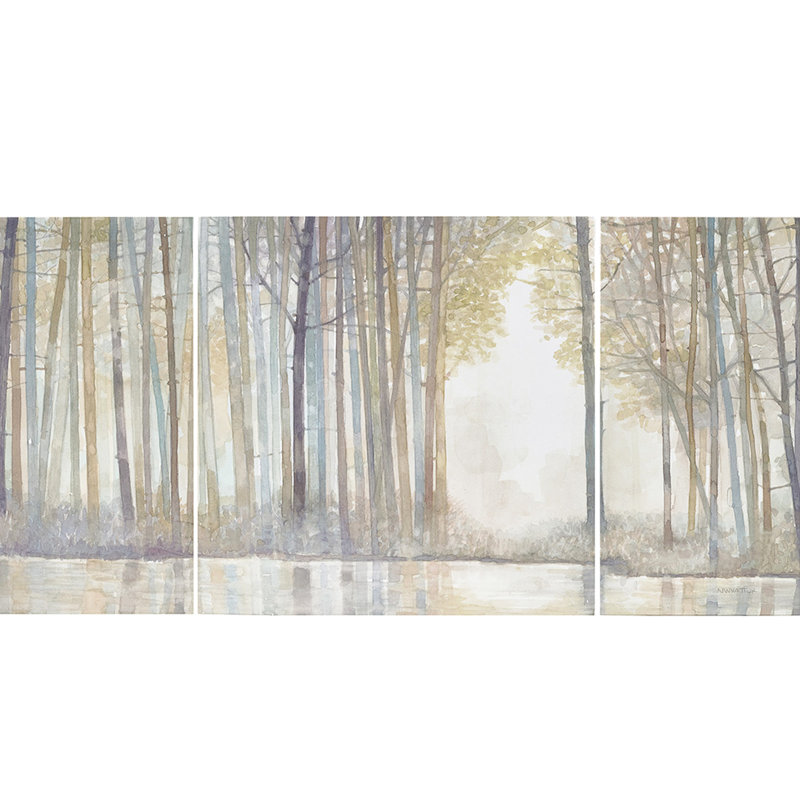 Art mural 3 forêts - paysage serein et installations suspendues avec thème