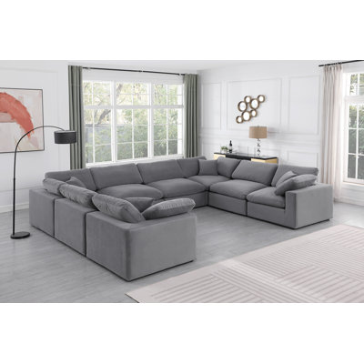 Hutchenson Velvet U-Shaped Sectional Reversible
