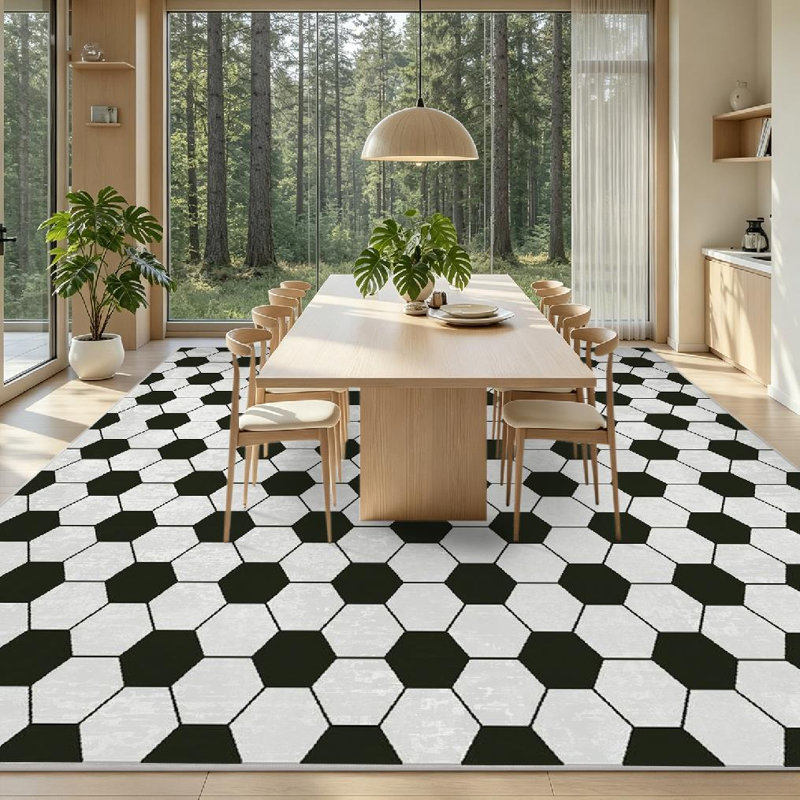 Tapis d'intérieur blanc lavable à la machine avec ballon de football, Rectangle 79 po x 118 po