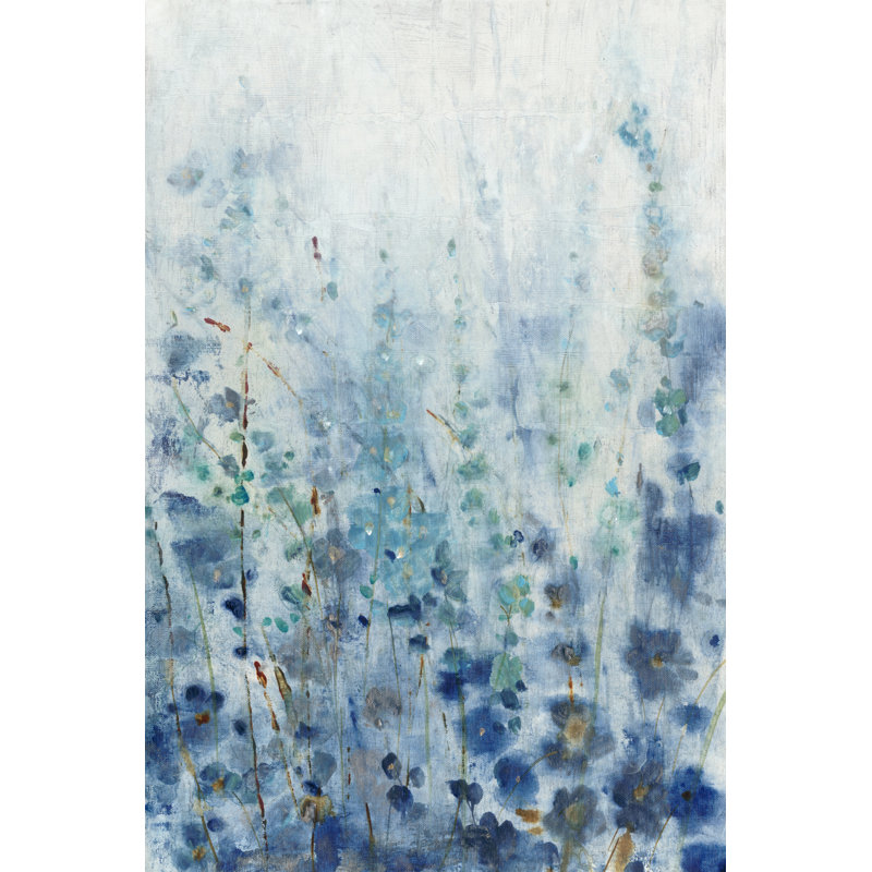 Misty Blooms I - Painting, 76cm H x 51cm W, Black Floater Framed Canvas
