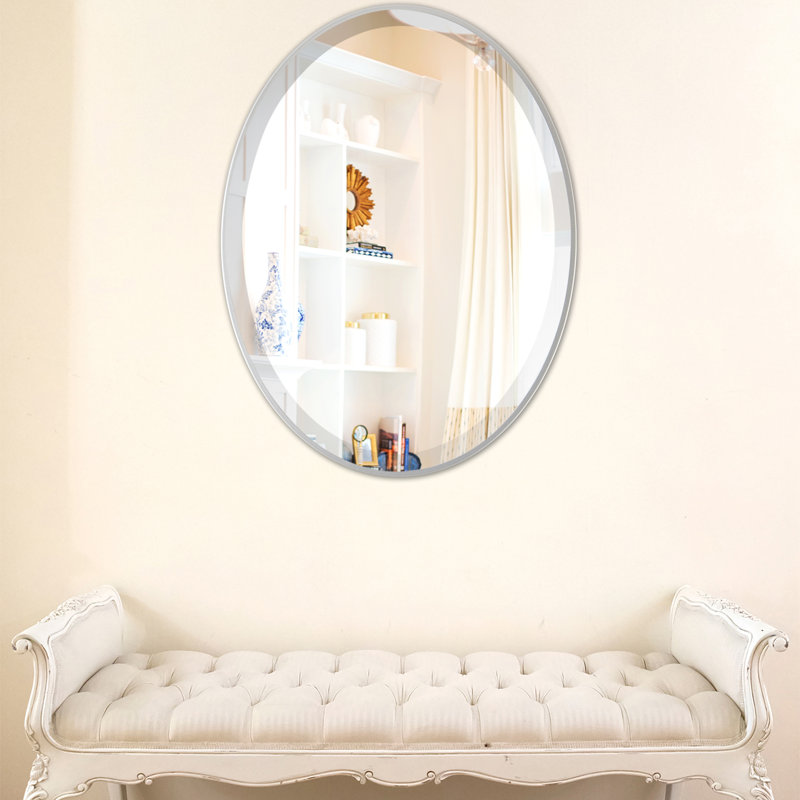 Bugarin Oval Mirror, 20.62" H x 24.62" W, Silver Spray