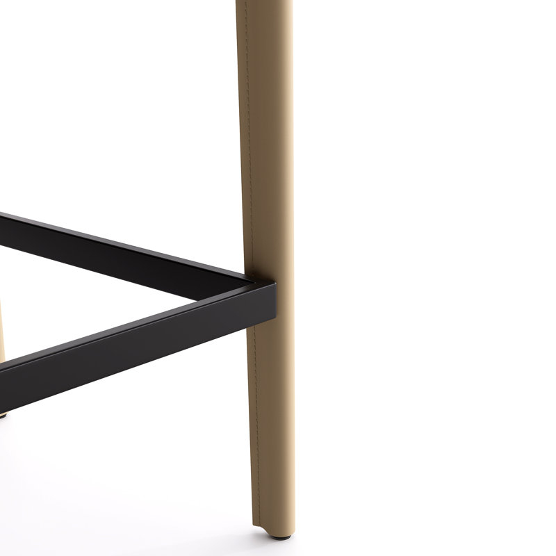 Tabouret de bar H 26 po entièrement assemblé, tabouret de bar rembourré en cuir Saddle avec siège rembourré, tabouret de bar à hauteur de comptoir avec repose-pieds à structure métallique pour comptoir de bar pour îlot de cuisine, kaki