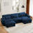 U Shaped Sectional Sofa Cloud Couch With Movable Ottomans, Convertible Deep Modern Velvet Comfy Upholstered Corner Couch With Blostered Armrests, Waist Pillow And Throw Pillows-236576210-266288637-266288636