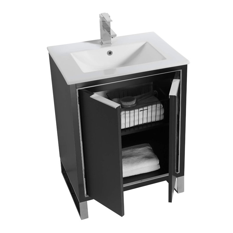 24'' Single Bathroom Vanity Set, Matte Black, Chrome