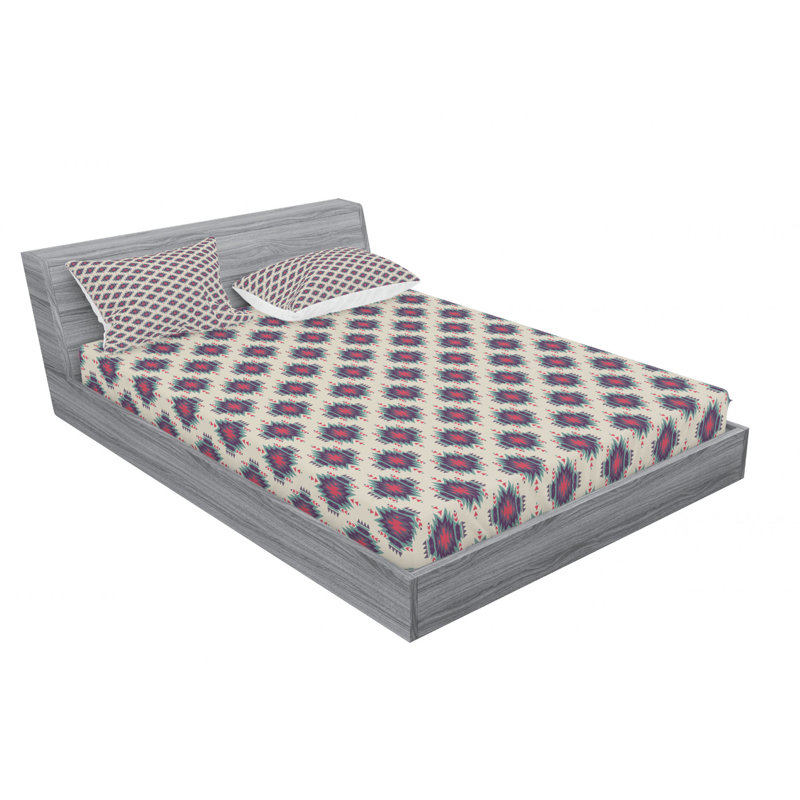 Microfiber Ikat Sheet Set, Queen Sheet Set with Fitted Sheet