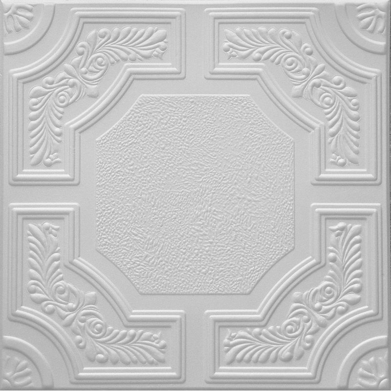 Carreau de plafond blanc en polystyrène 1,63 pi x 1,63 pi