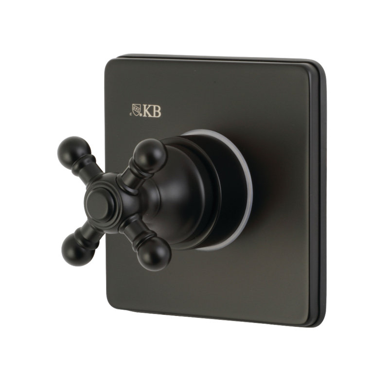 Kingston Brass Single-Handle Wall Mount Three-Way Diverter Valve with Trim Kit, Matte Black