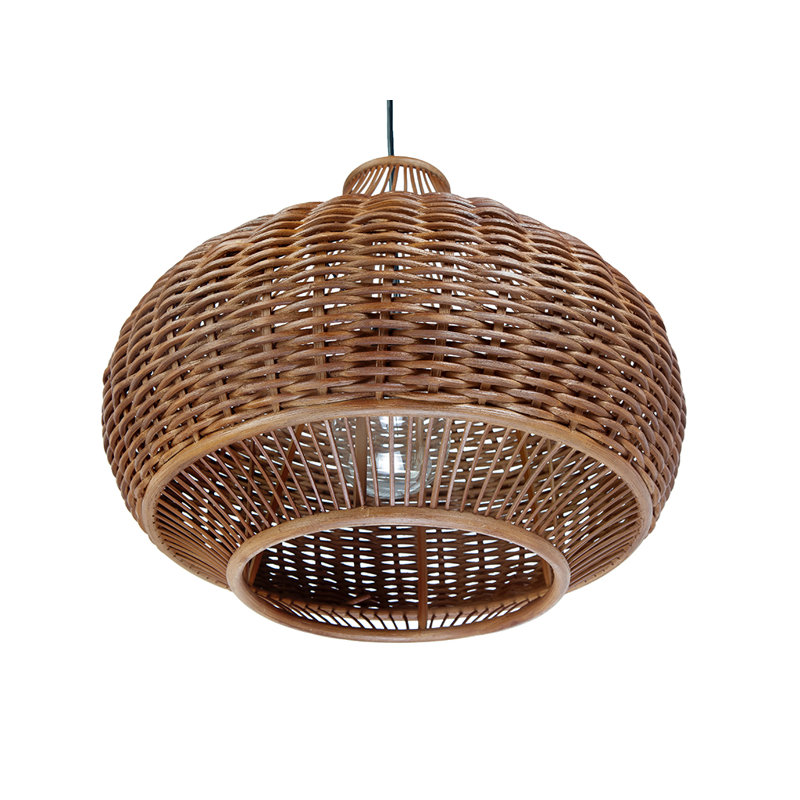 Hatsu 1 - Light Satin Teardrop Pendant, Stained Wicker