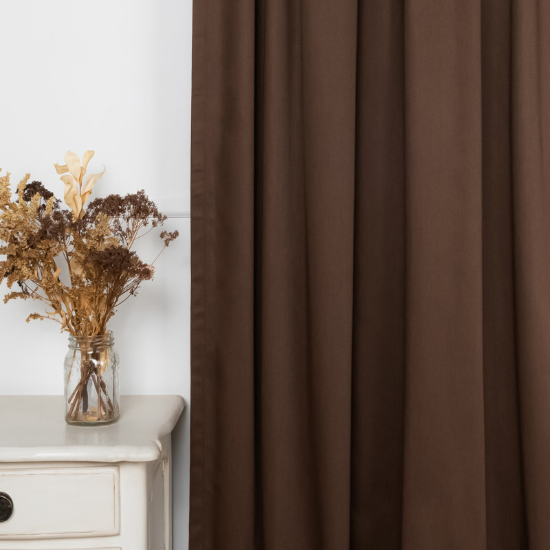 Rideau en mélange de coton Desma, L 52 po x L 84 po, Brun