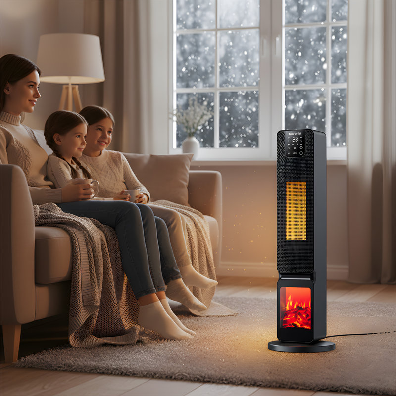 Living And Home 2000 Watt 6824 BTU Electric Tower Space Heater with Adjustable Thermostat and with Digital Display