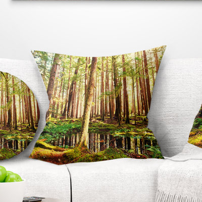 Landscape Dense Trees in Rain Forest Printed Pillow