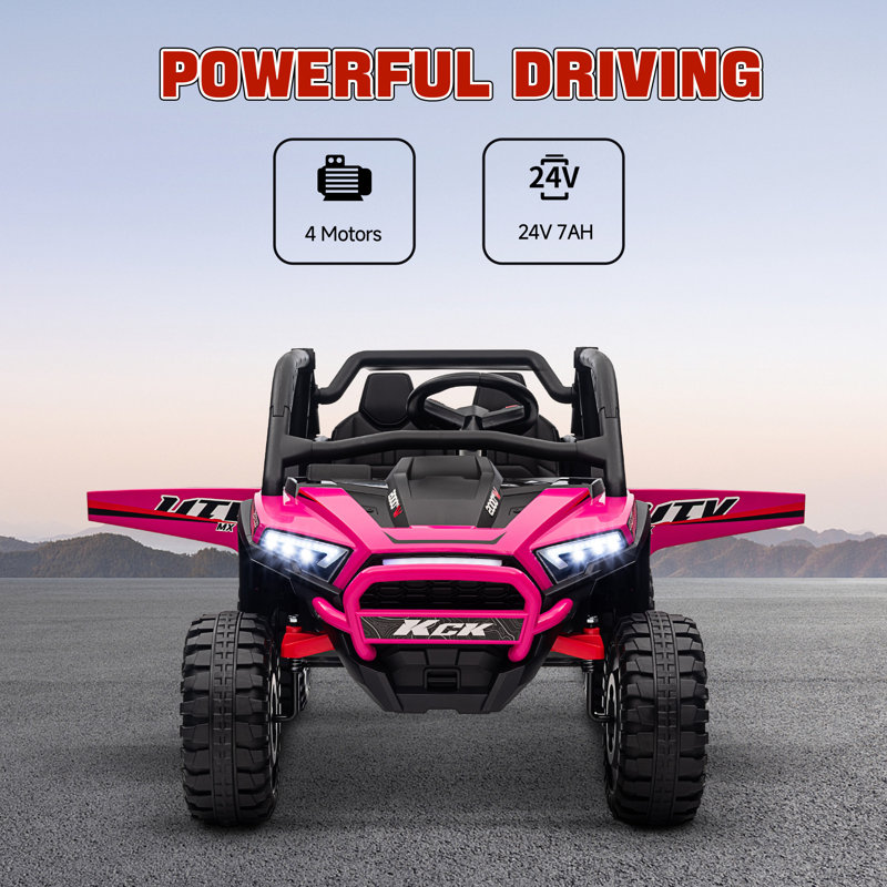 HOMCOM 2 Seater All-Terrain Vehicles Battery Powered Ride On with Remote Control, Pink
