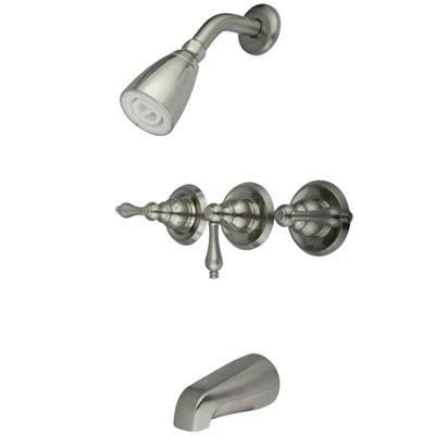 Volume Control Tub and Shower Faucet with Metal Lever Handles