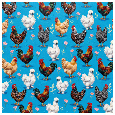 Tapisserie colorée avec des poulets colorés - Décoration murale poulets